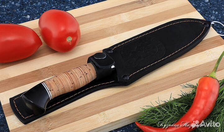 Кухонный нож Шеф № 3 К340 береста черный граб