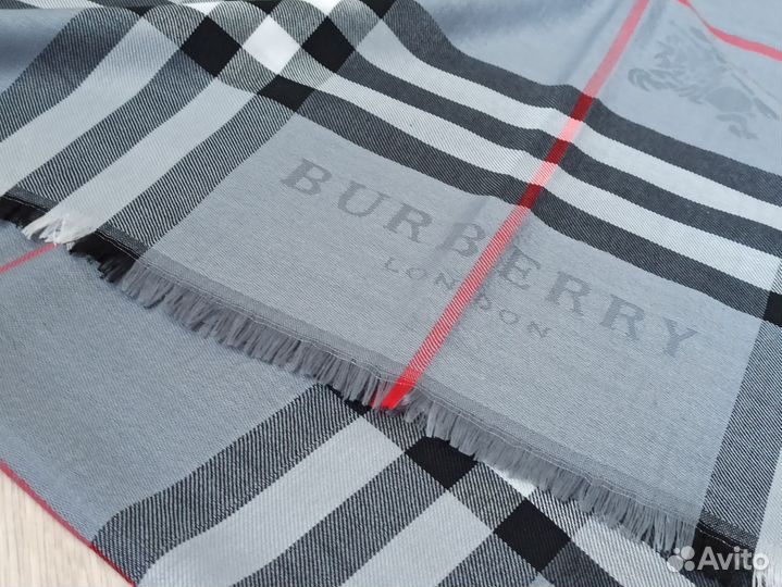 Серый палантин Burberry Кашемир 6цв