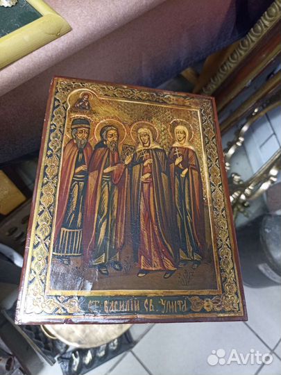 Икона старинная Св.Василий Св Улита