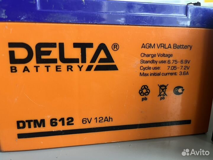 Аккумуляторы Delta DT 612 DTM 612 на 6,8-6,9 вольт