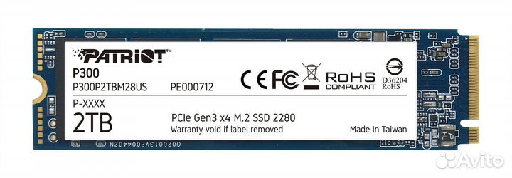 2 тб SSD M.2 накопитель Patriot P300 (P300P2TBM28)