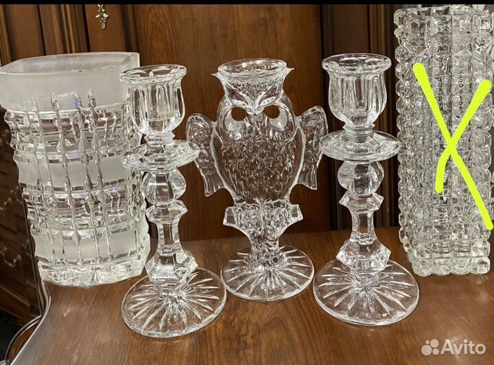 Хрустальное блюдо и подсвечники