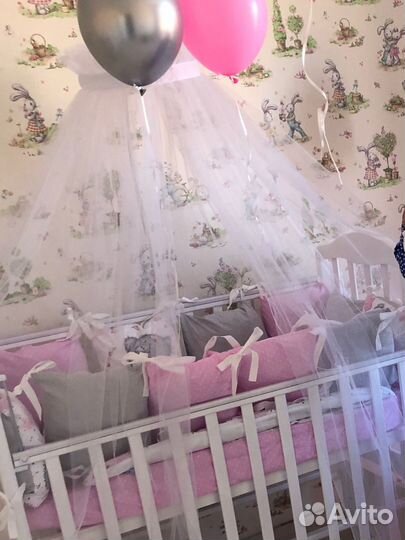 Бортики и балдахин в кроватку