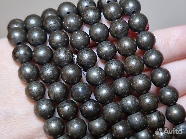 Браслет из натурального пирита, (бусинка 8-9 мм.)