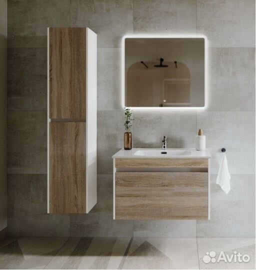 Тумба с раковиной Sancos SMART 80 дуб бард/белая