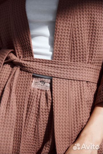 Халат женский вафельный, шоколад