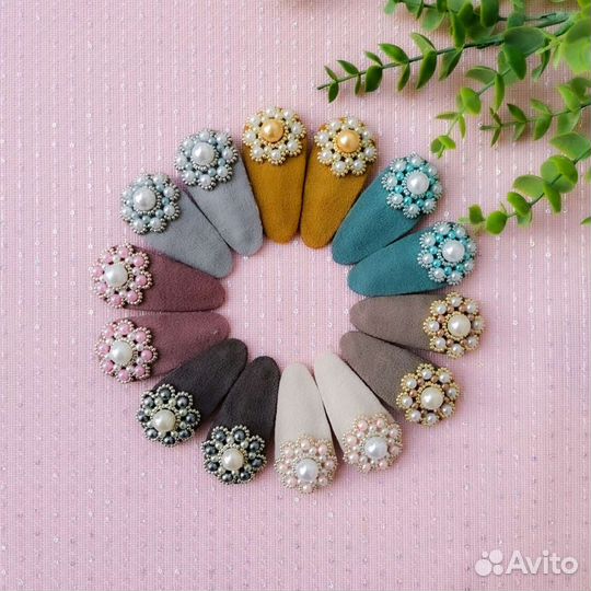 Заколки для волос из экозамши, бантики, резиночки