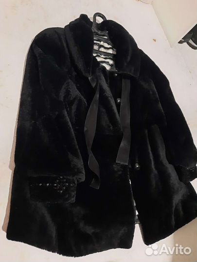 Шуба мутоновая черная 44 46
