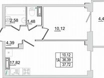 1-к. квартира, 37,7 м², 12/13 эт.