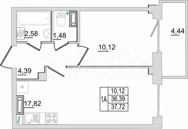 1-к. квартира, 37,7 м², 12/13 эт.