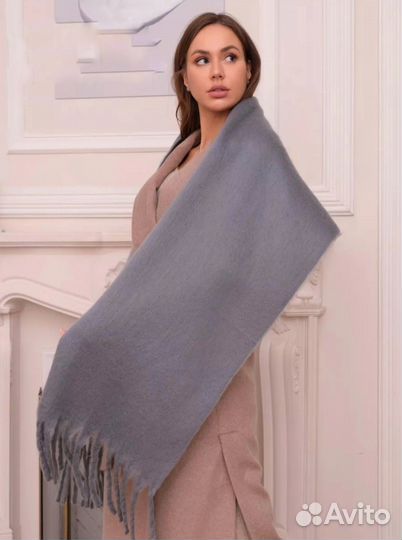 Шарф женский зимний серый объемный