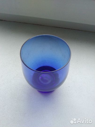 Бокал ваза из синего стекла СССР в стиле лофт