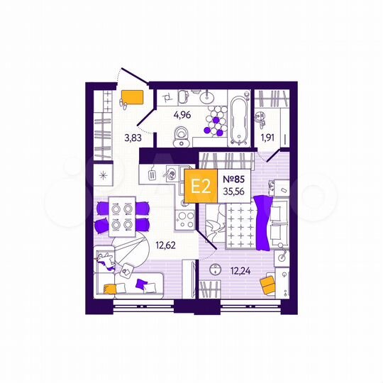 1-к. квартира, 35,6 м², 6/11 эт.