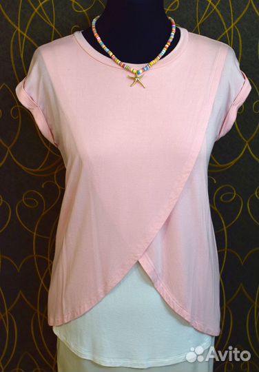 Хлопковая футболка для кормления грудью размер 44