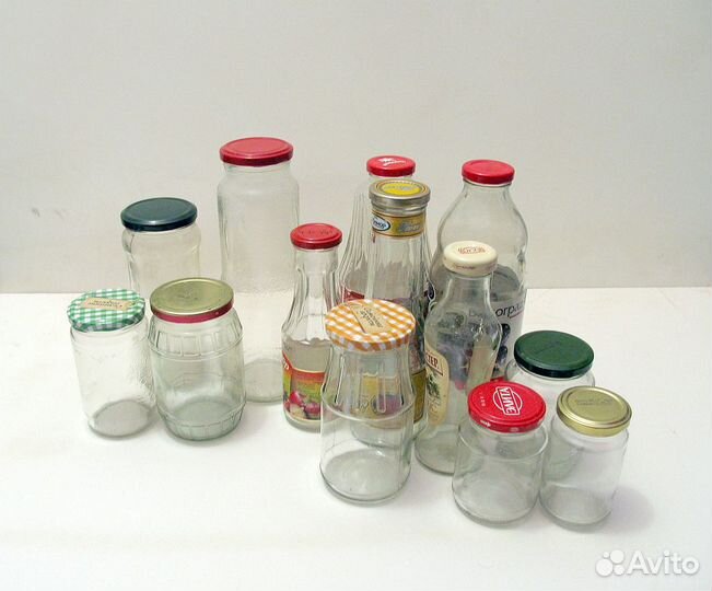 Бутылки стеклянные с крышками для консервирования
