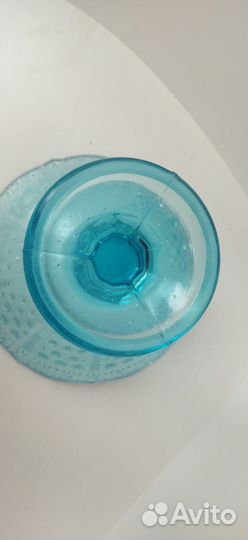 Ваза на ножке купоросное стекло СССР