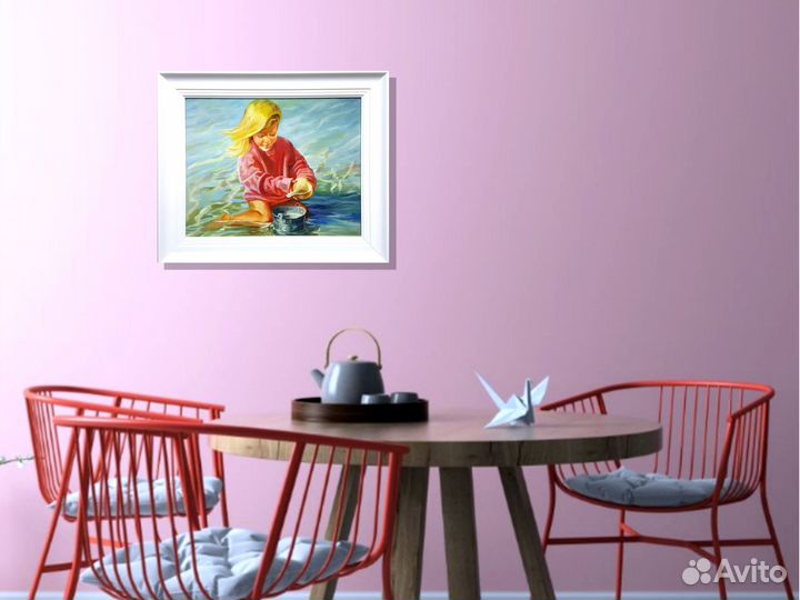 Картина Девочка и Море маслом на холсте 30 на 40
