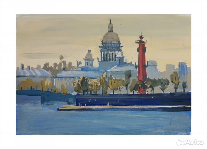 Этюд с видом на стрелку Васильевского острова