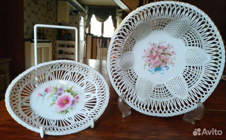 Винтаж ваза конфетница плетёный фарфор moga