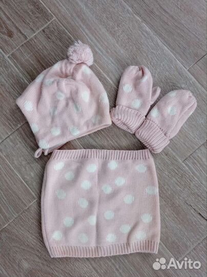 Комплект шапка, шарф,варежки H&M 98/104