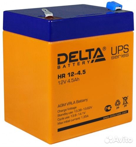 Аккумулятор для ибп/UPS Delta HR 12-4.5 (12 вольт