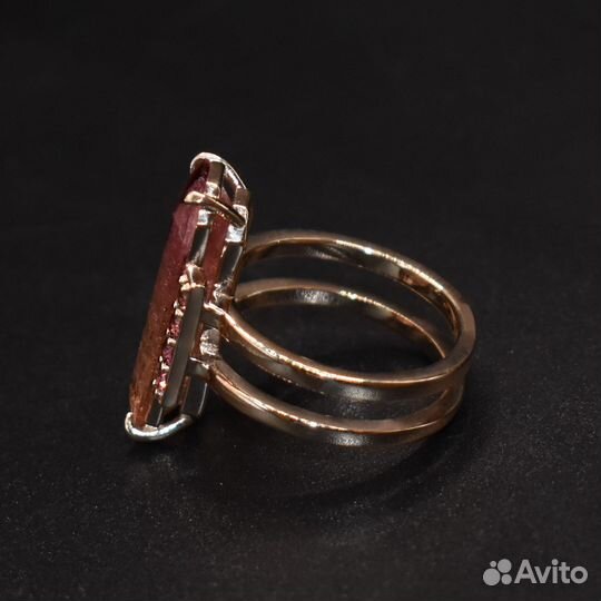 Кольцо золотое. Турмалин Малхан 5.70 ct. и Шпинель