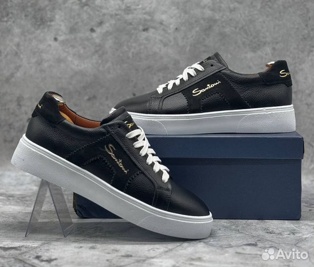 Кроссовки мужские кожаные santoni
