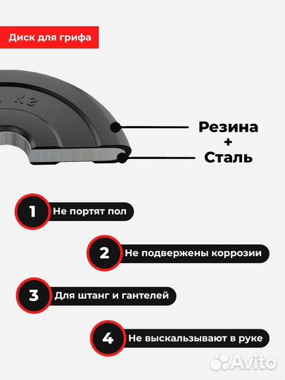 Диск Sportcom обрезиненный 26мм 15 кг, черный