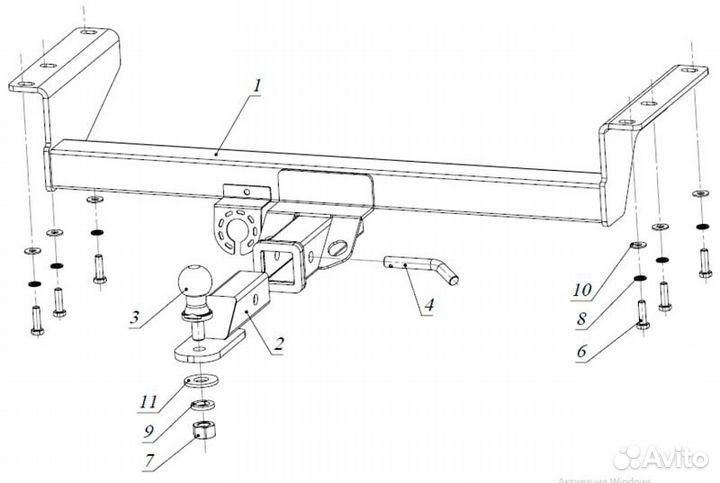 Фаркоп Аутлендер 2003-2006, 50х50