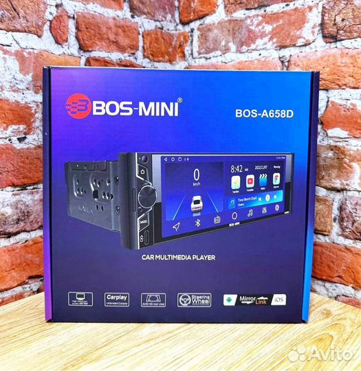 Магнитола 1din Bos Mini 4 Ядра Андроид CarPlay