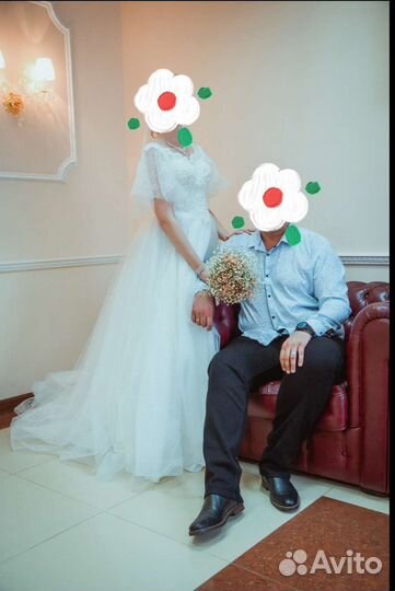 Свадебное платье со шлейфом 44 46