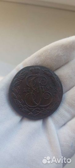 Монета 5 копеек 1793 год К М
