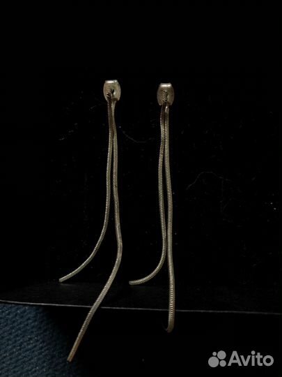 Серьги серебряные нити 2 пары