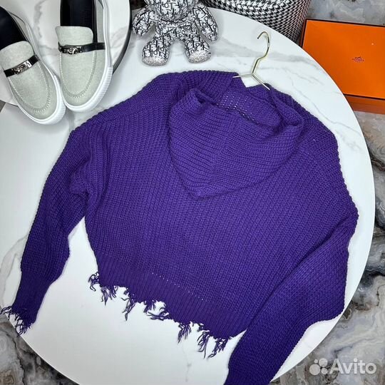 Кофточка фиолетовая вязанная