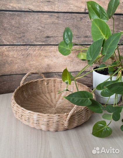 Плетеный поднос, декор кухни, ручная работа