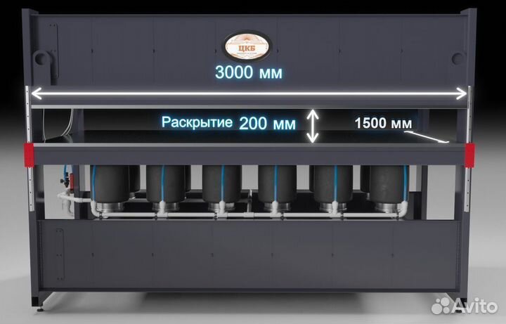 Пневматический горячий пресс 3000Х1500Х200 мм