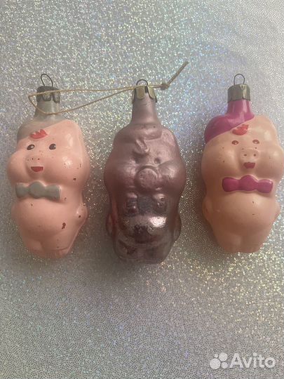 Елочные игрушки СССР три поросенка
