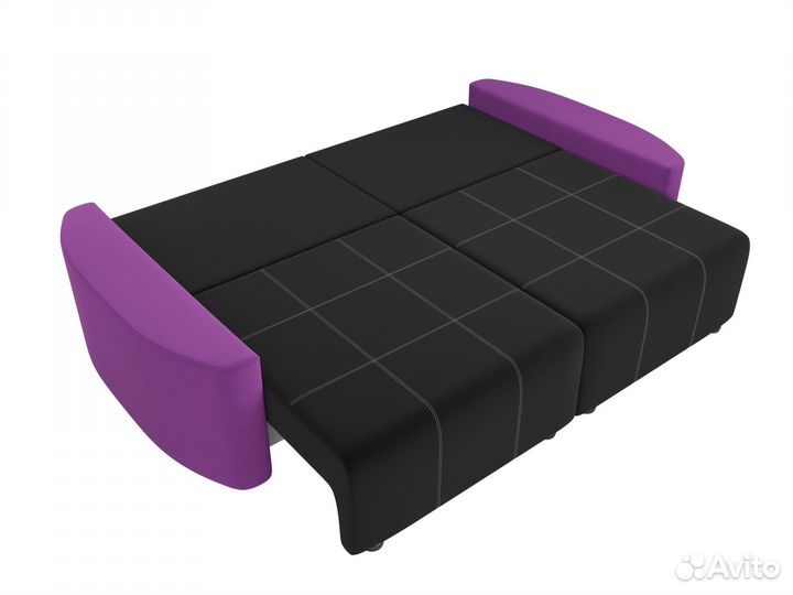 Диван прямой Бристоль, микровельвет, черный, фиолетовый