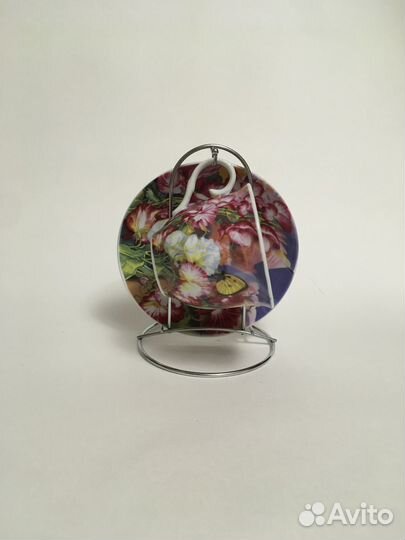 Чайная кофейная пара новая на подставке