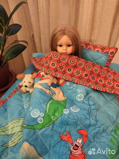 Одеяло.Постельное белье для куклы.Одежда Паулы