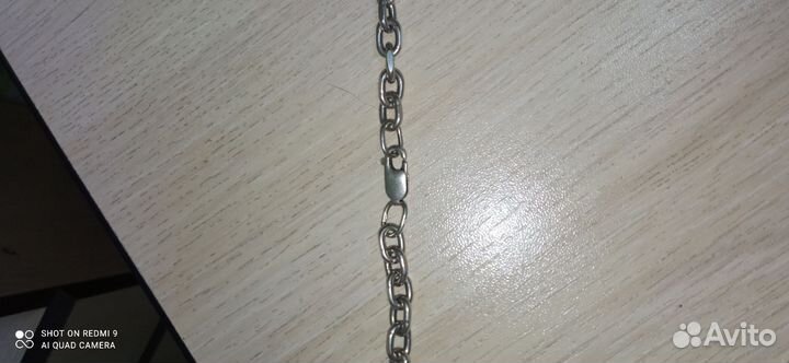 Серебряная якорная цепь с крестиком