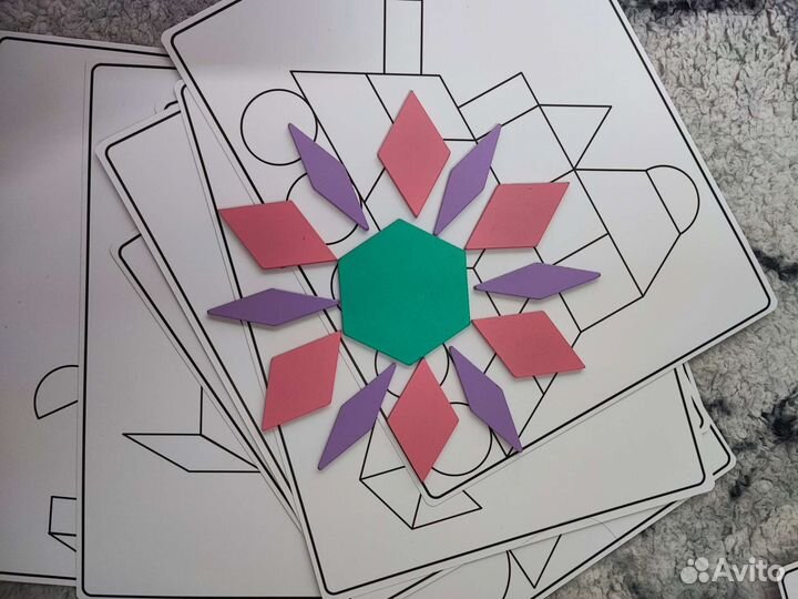 Деревянный пазл танграм с карточками