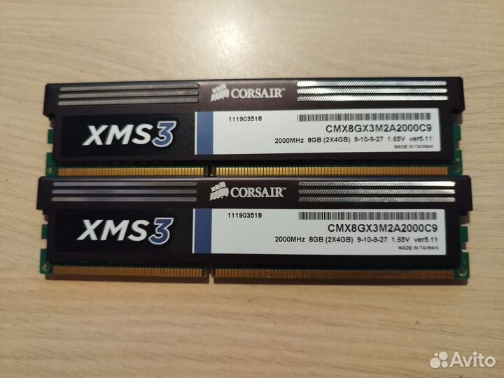 Оперативка DDR3 Corsair xms3 cmx8gx3m2a2000c9 8 гб