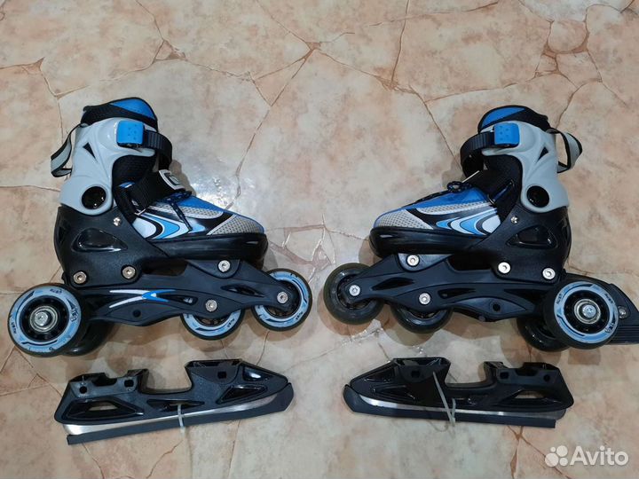 Коньки и ролики 2 в 1. Раздвижные 29-32