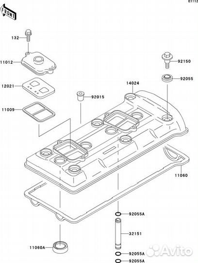 Kawasaki Ninja ZX-9R 94-97 прокладка клапанной кры
