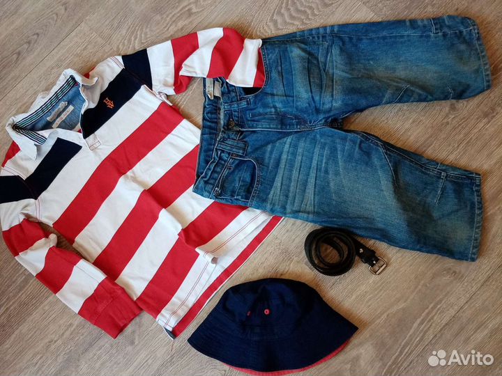 Комплект: поло, шорты, ремень, панама