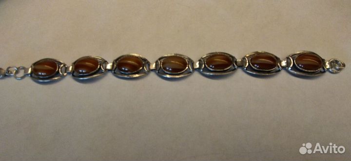 Браслет. серебро 925 проба + тигровый глаз 20 гра