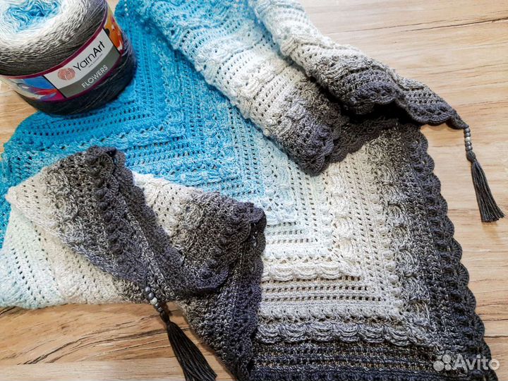 Бактус, минишаль, шейный платок ручной работы