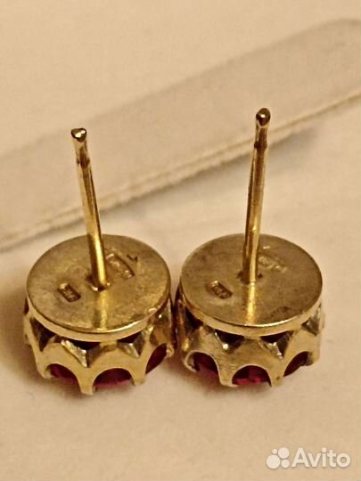 Серебряное кольцо и серьги с рубином СССР