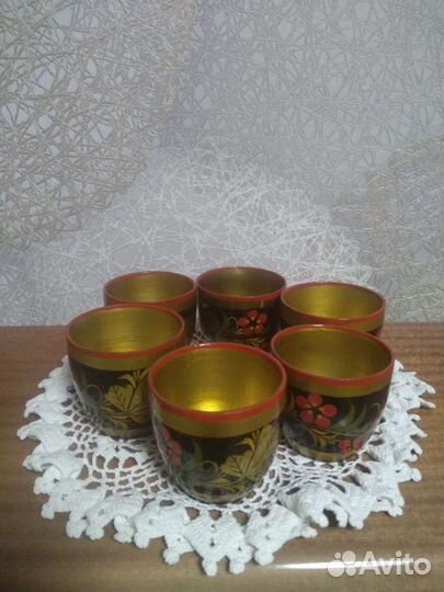 Рюмки из дерева(хохлома)